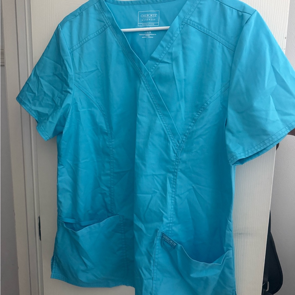 Cherokee Turquoise V-Neck Scrub Top